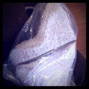 White bridal wedges size 8